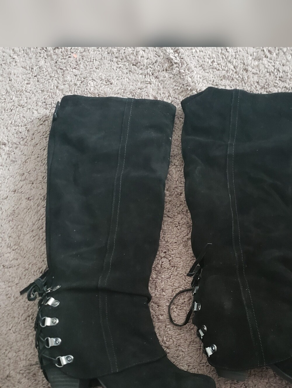 Naughty Monkey Vintage Black Knee-High Suede Boots